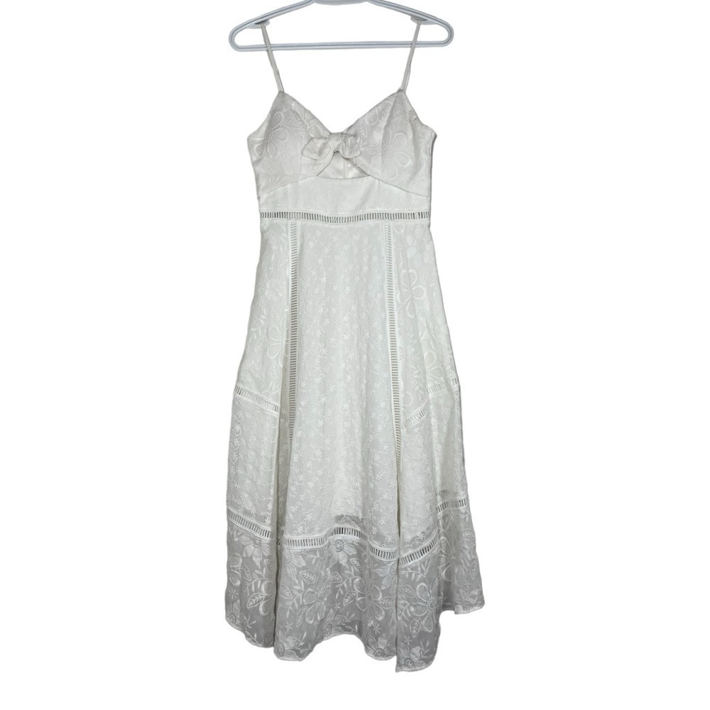 Forever New White Lace Embroidery Midi Dress Sleeveless size 4